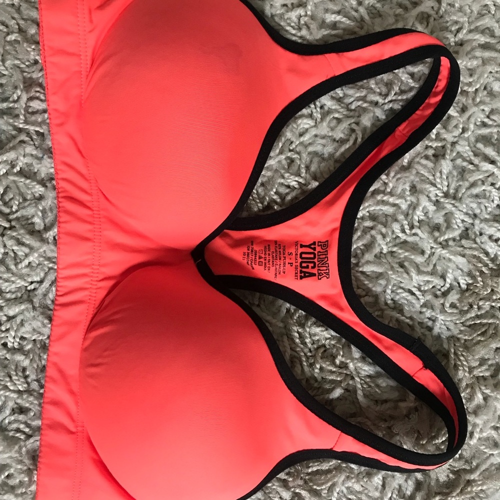 Orange cupped sports bra